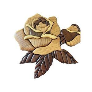Wooden Rose Wall Decor Flower Hanging intarsia Rose